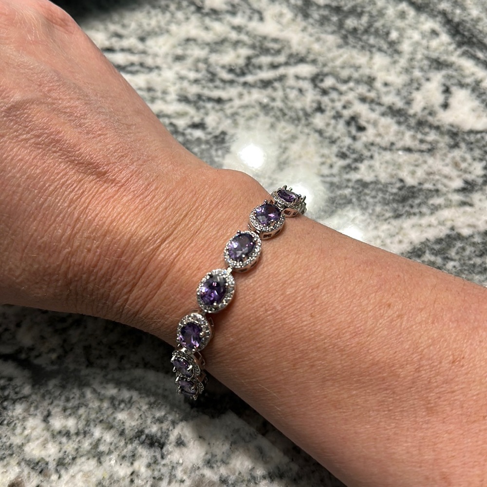Like new silver and purple stone bracelet